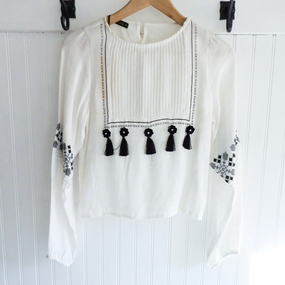 Denimland Fringe Bib Floral Blouse 418